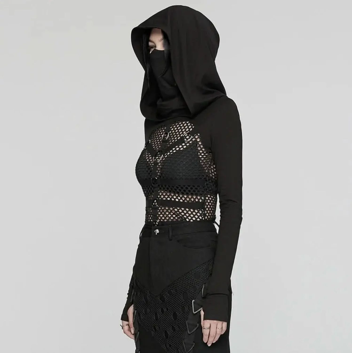 Hoodie Moulant avec Torse en Résille WT-916