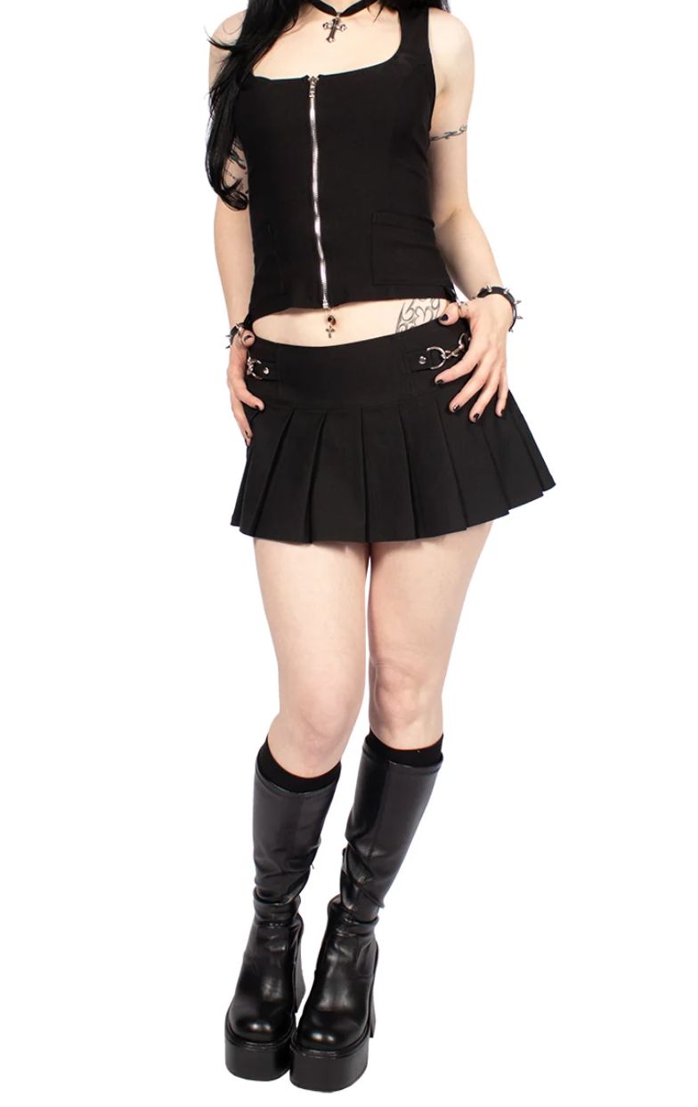Jupe Gangsta Pranksta Pleated [LS53-246blk] [PLUS]