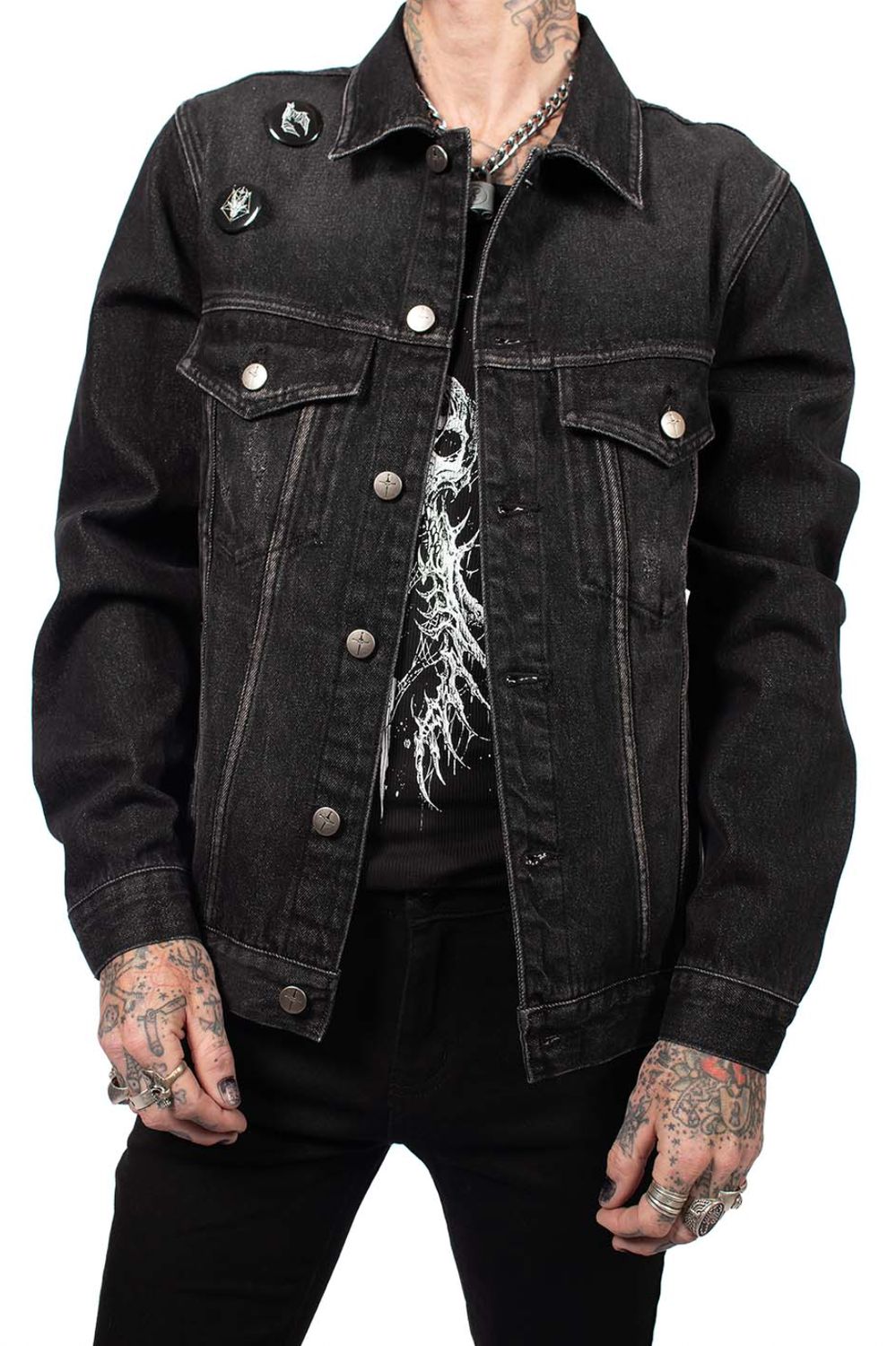 Vintage Wash Hersher Denim Jacket [LS-292blk]