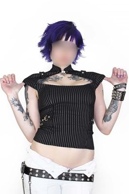 Gangsta Pranksta Lock Pinstripe Top [LS-175ps] [PLUS]