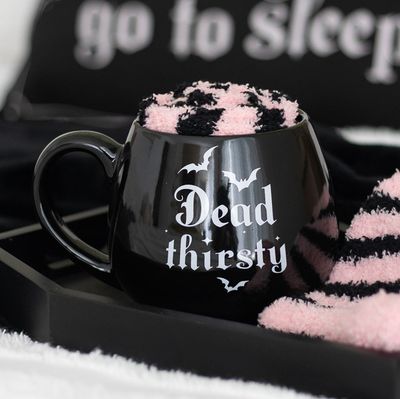 Tasse Dead Thirsty avec Bas Rayés Rose et Noir [DE_96025]