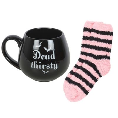 Tasse Dead Thirsty avec Bas Rayés Rose et Noir [DE_96025]