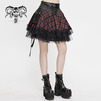 Jupe en Tartan Rouge et Bleu SKT110 [PLUS]