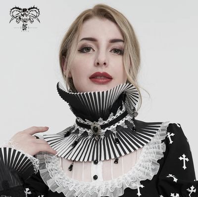 Collet Roulé Plissé Noir et Blanc AS124