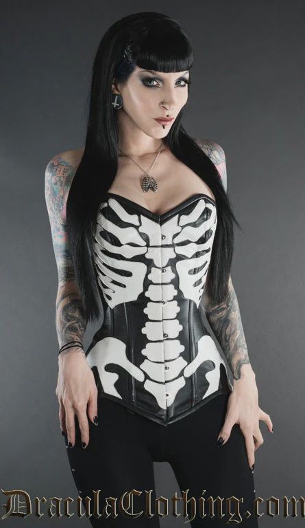 Corset Overbust en Faux Cuir Skeleton [PLUS]