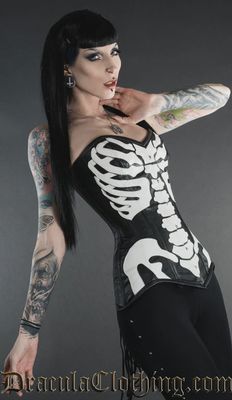 Corset Overbust en Faux Cuir Skeleton [PLUS]