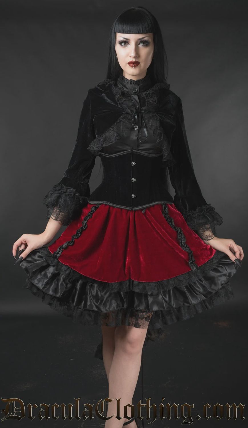 Jupe en Velours Rouge EGL [PLUS]