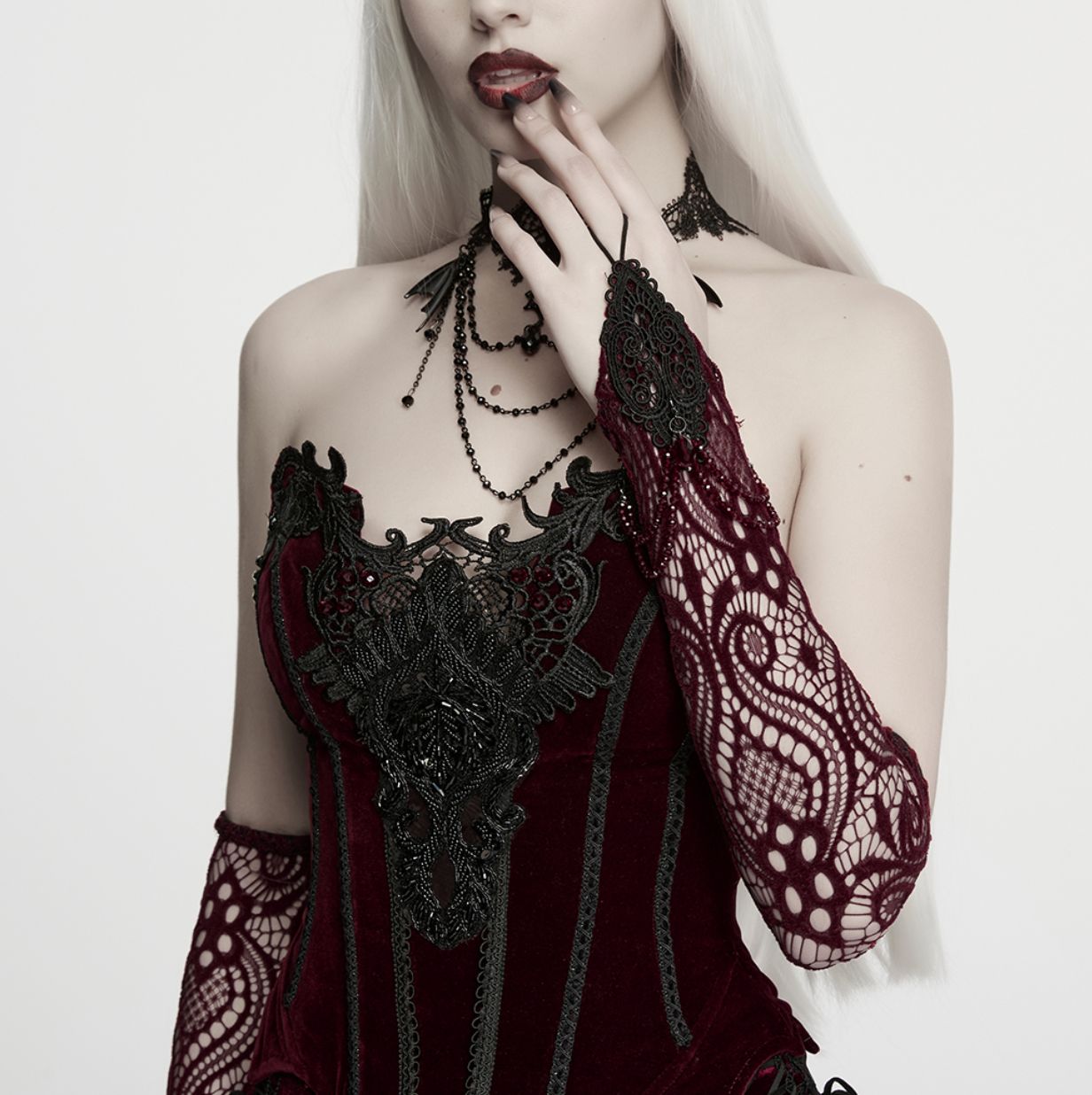 Gants en Dentelle WS-938 [ROUGE]