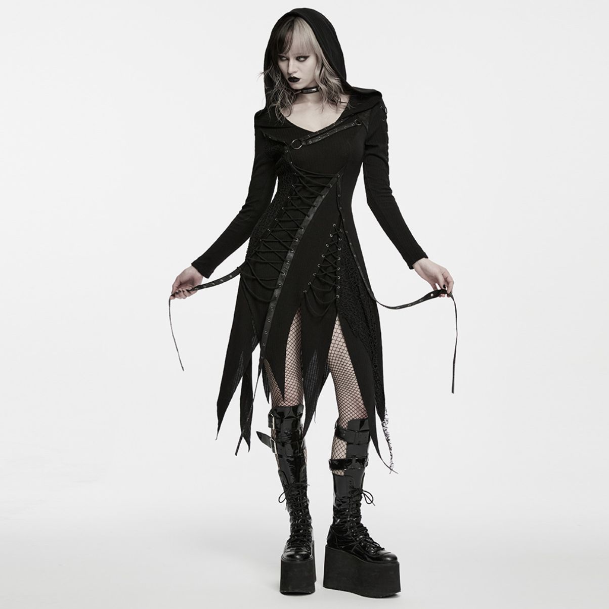 Robe Asymétrique à Capuche WQ-994
