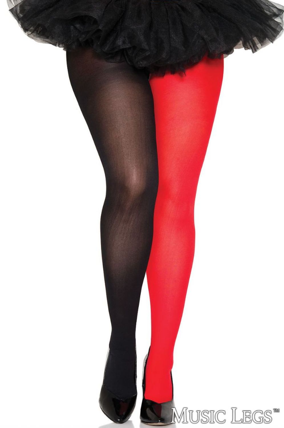 Bas Collants 2 Couleurs / ML748Q [NOIR / ROUGE] [PLUS]