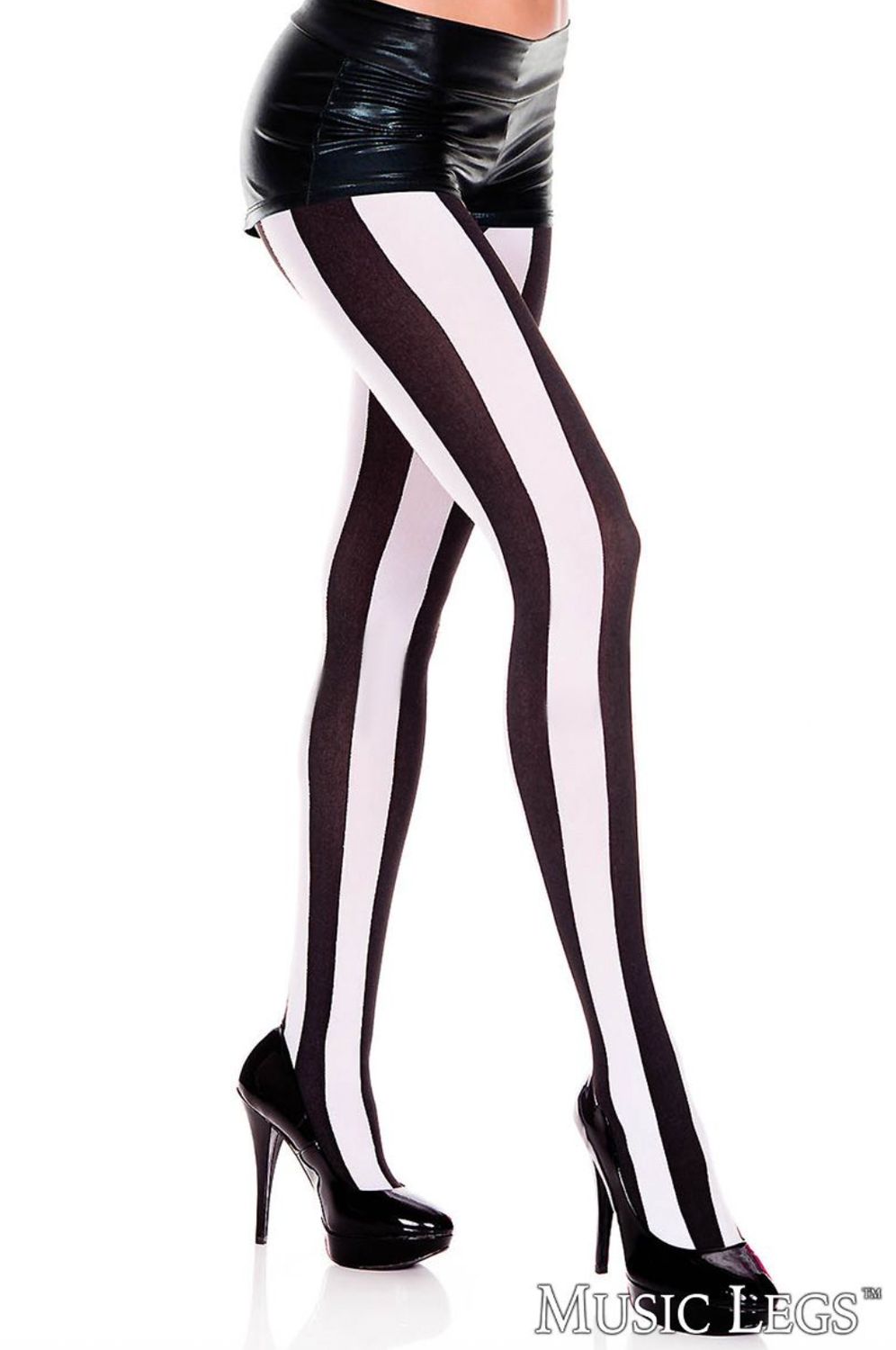 Bas Collants Rayés Verticales Noir et Blanc / ML7219