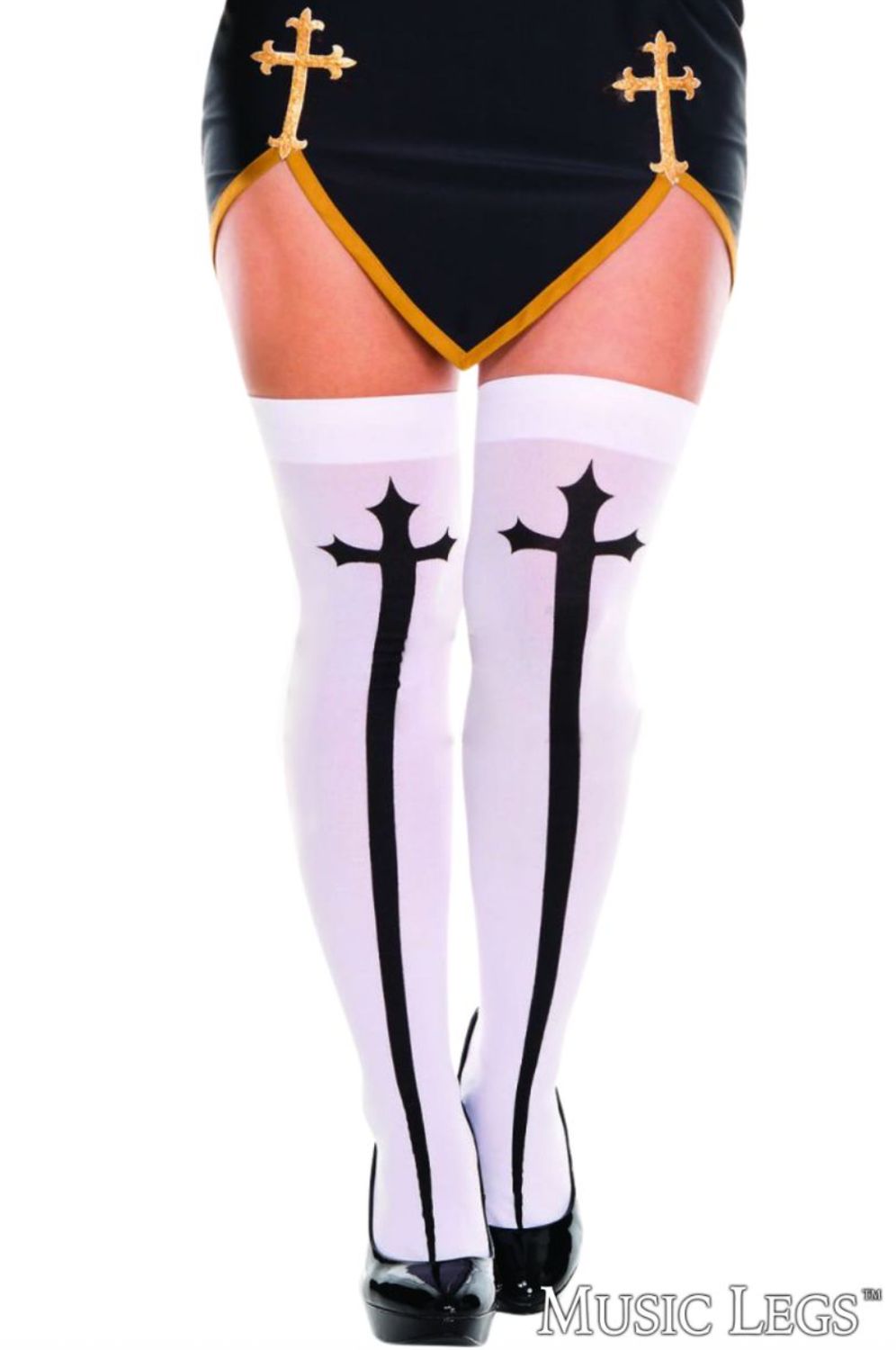 Bas Thigh Hi Gothic Cross [BLANC] / ML4629Q [PLUS]