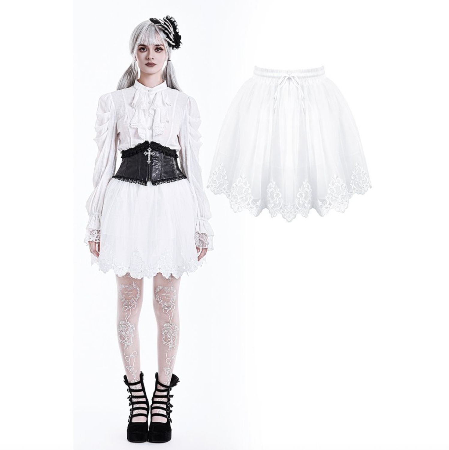 Jupe Blanche avec Dentelle KW477