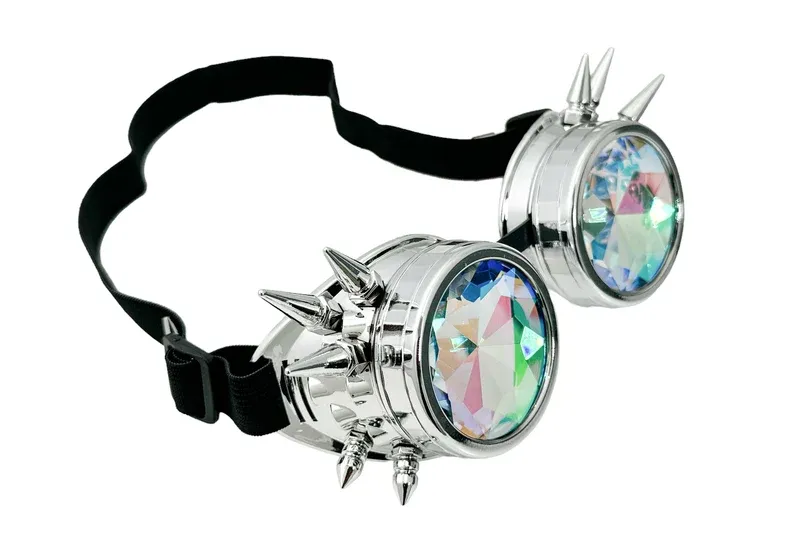 Lunettes Steampunk Kaleidoscopic avec Studs G212 [ARGENT]