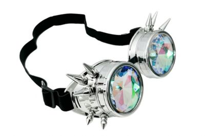 Lunettes Steampunk Kaleidoscopic avec Studs G212 [ARGENT]