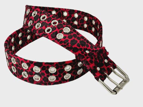 Ceinture en Léopard Rouge à Œillets BT145L-RED [PLUS]