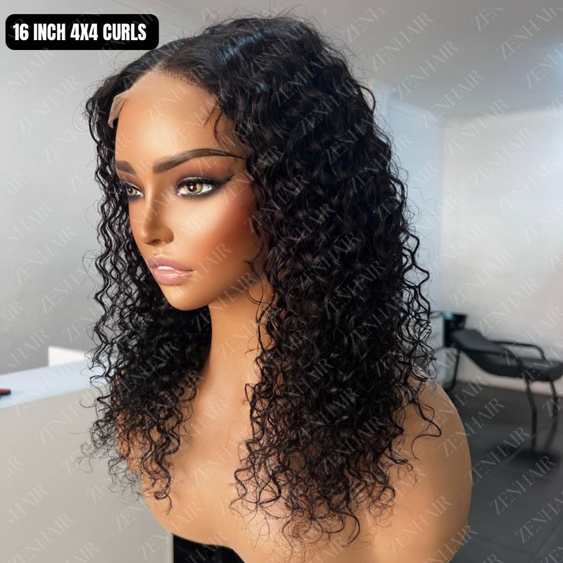 16 Inch 4x4 Glueless Curls
