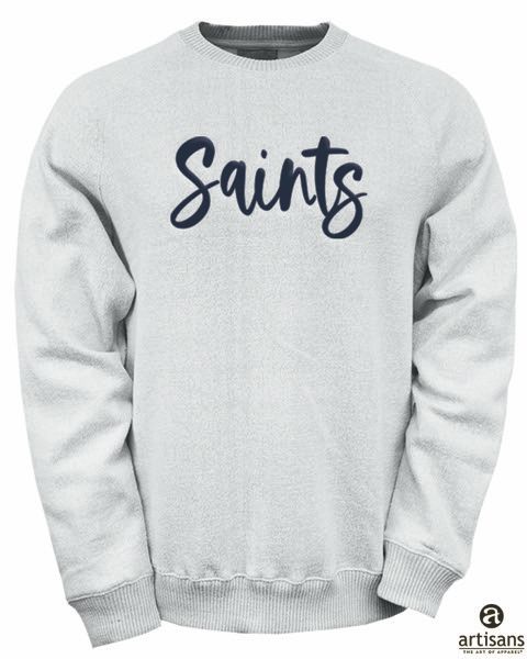 LA2 Bennett Raglan Crew Light Steel - Puff EMB Saints, Size: XS