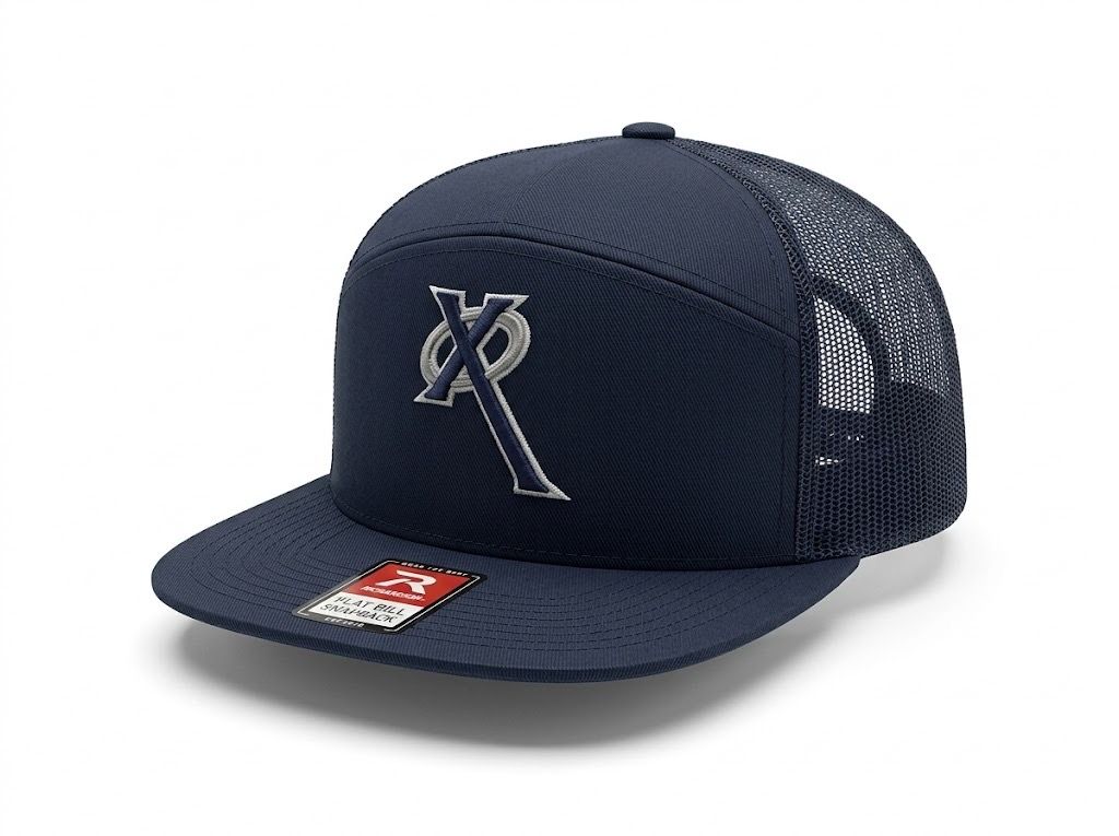 HR2 Navy - 7 Panel Trucker Hat