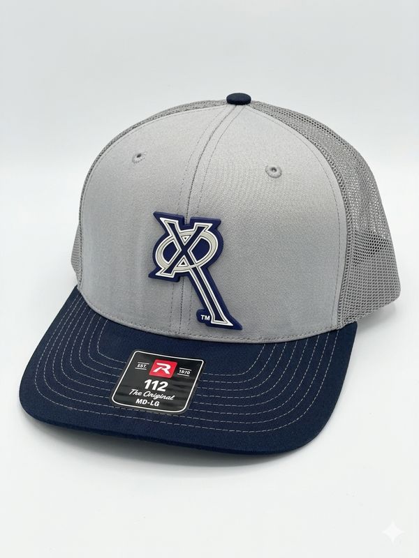HR10 - Silicone Patch Trucker Hat - Gry/Chrcl/Navy