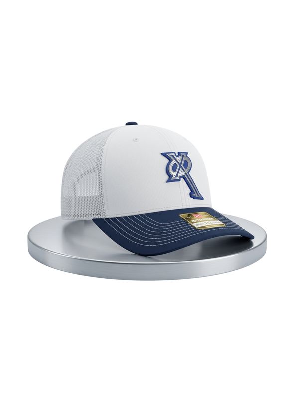 HR8 - Silicone Patch Trucker Hat - Wht/Alum/Navy