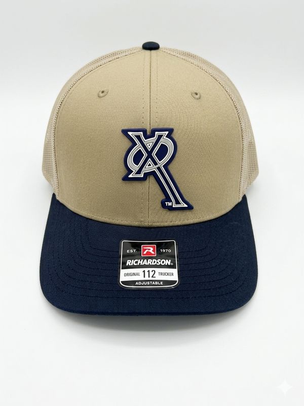 HR9 - Silicone Patch Trucker Hat - Khaki/Navy