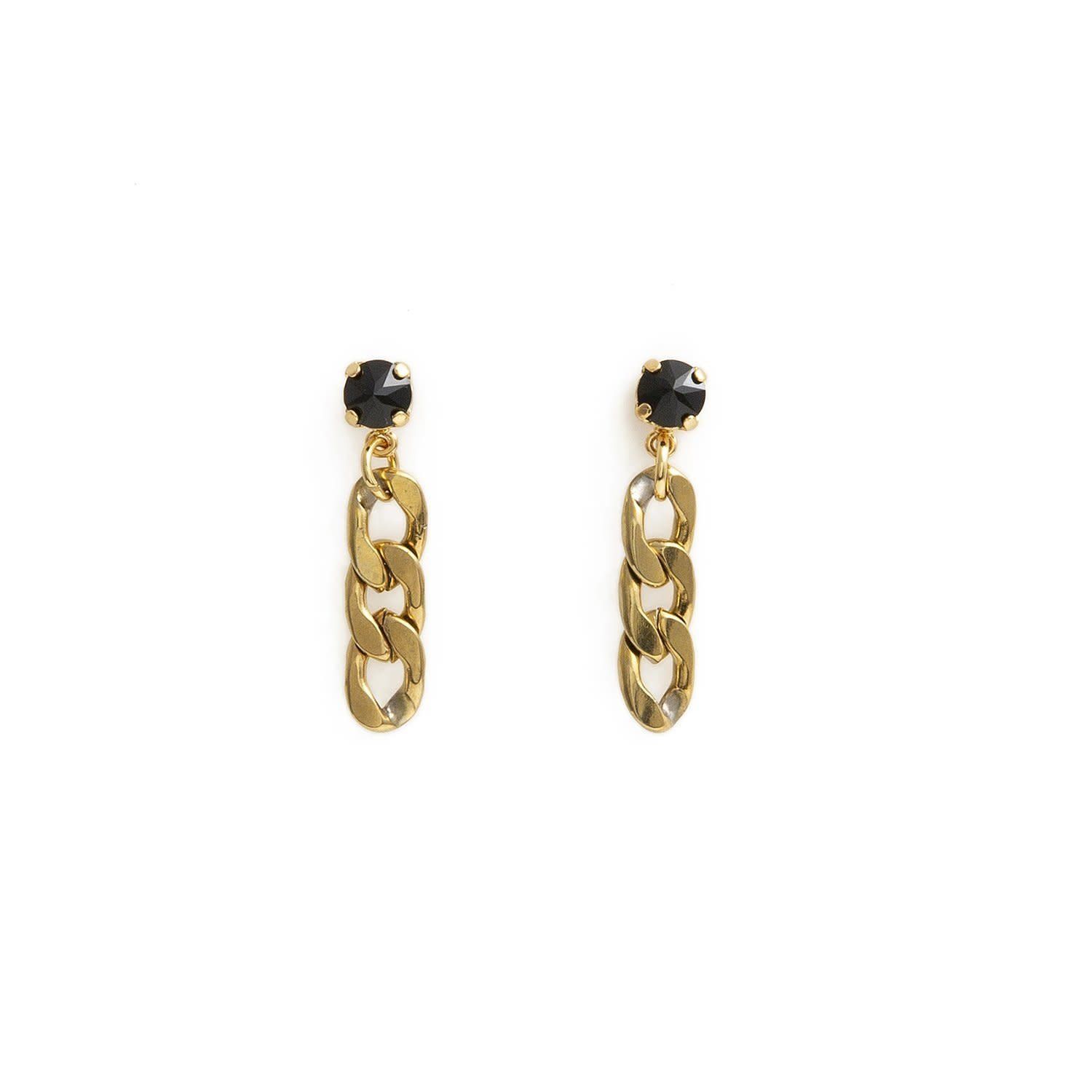 Estrela - Rita Earrings - Gold - Black Stone