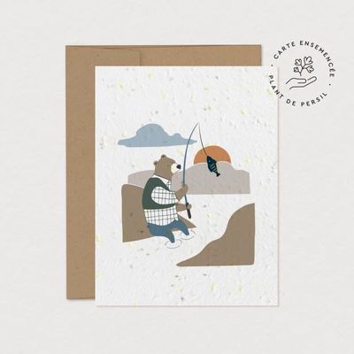 Mimosa - Greeting Card - Fishing Bear
