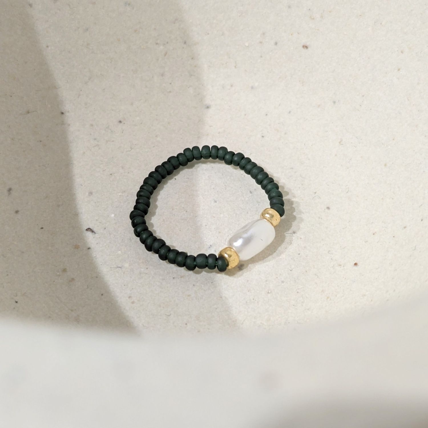 MYS - Ring - Green, Gold and Freshwater Pearl
