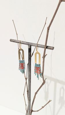 Three Sisters by Emma - Earrings - Brass Ellipse Ocean Cedar