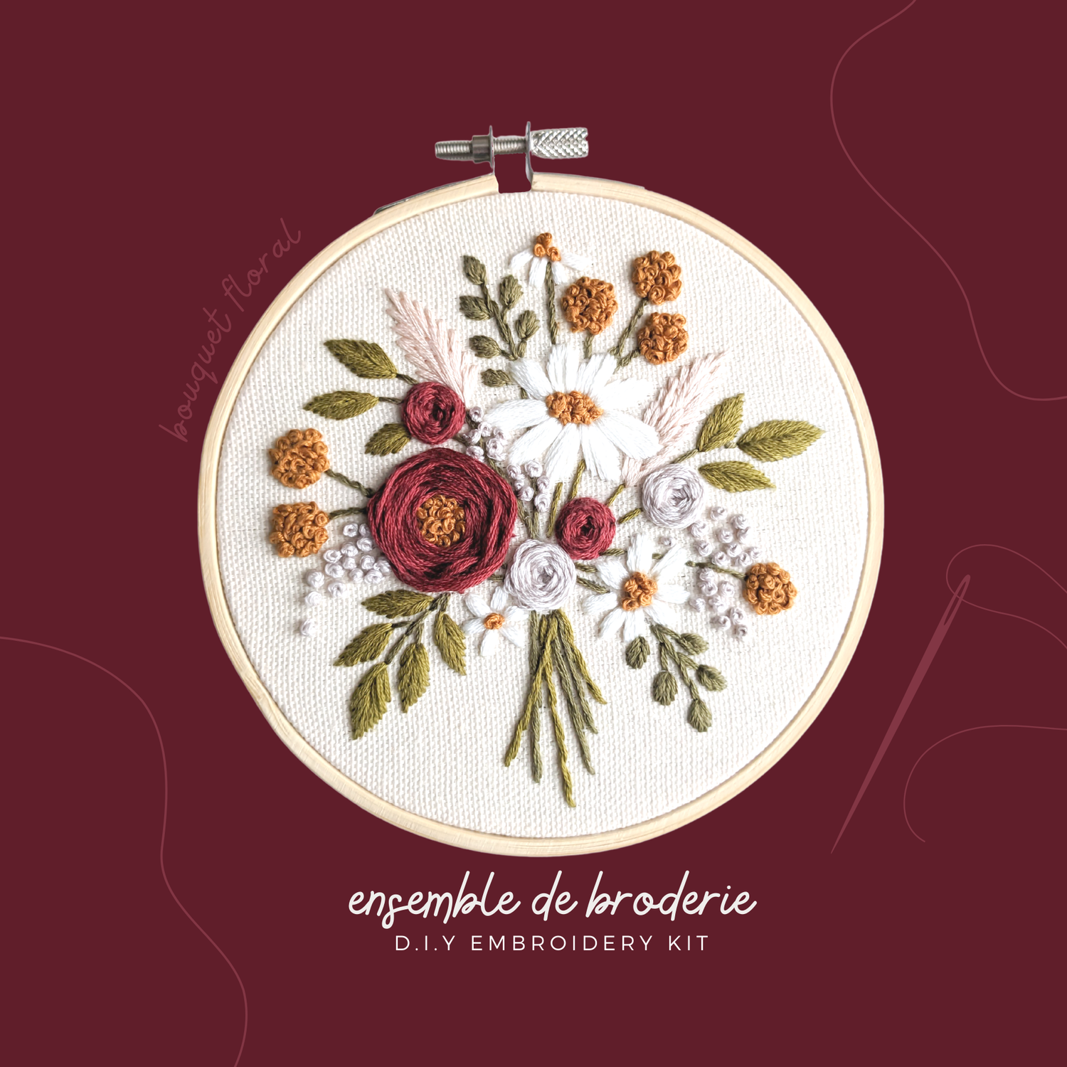 Brodé Serré - Ensemble de Broderie - Bouquet floral