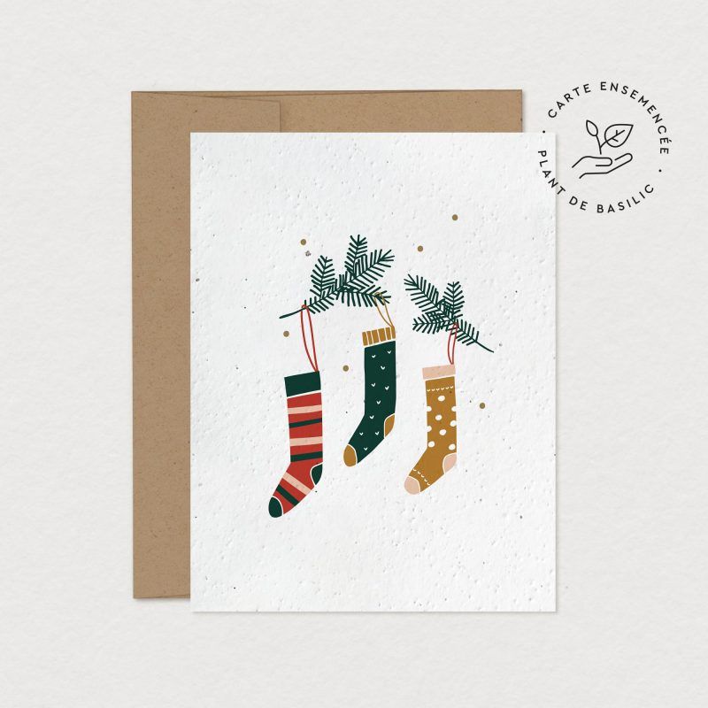 Mimosa - Greeting Card to Plant - Christmas Stockings