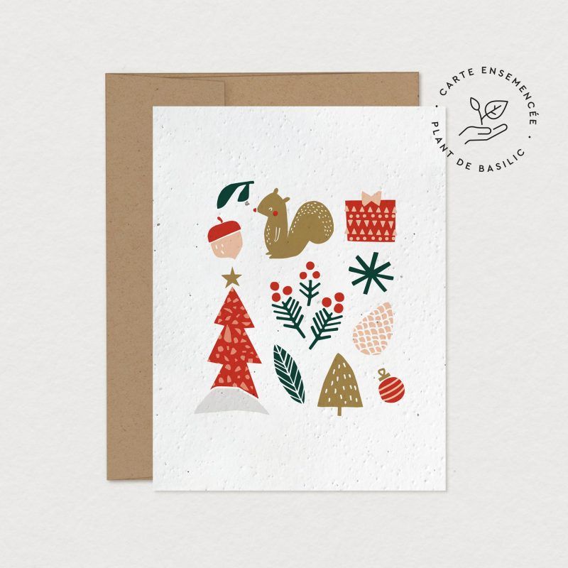 Mimosa - Greeting Card to Plant - Festive Squirrel