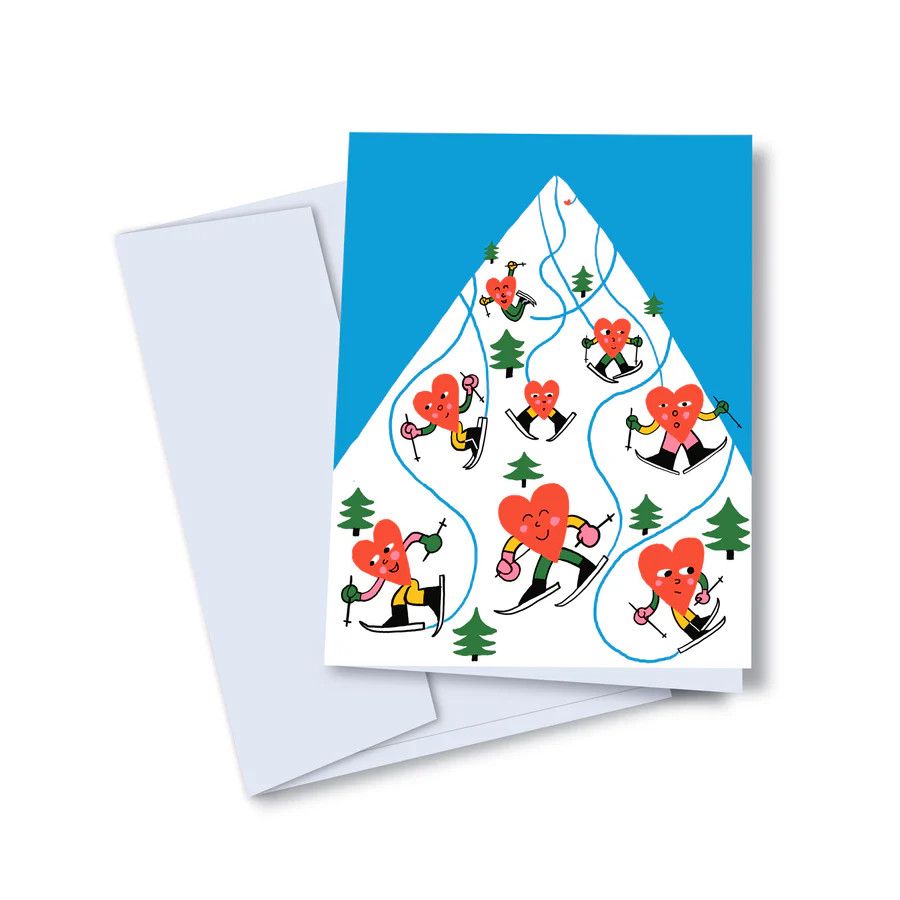 Toute - Greeting Card - Hearts on Skis