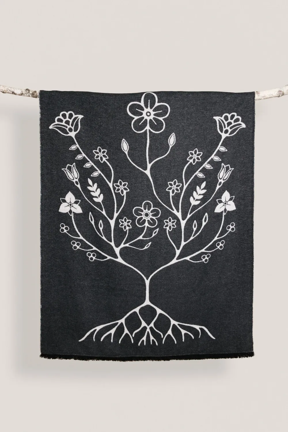 Mini Tipi - Sustainable Indigenous Blanket - Black and White Floral