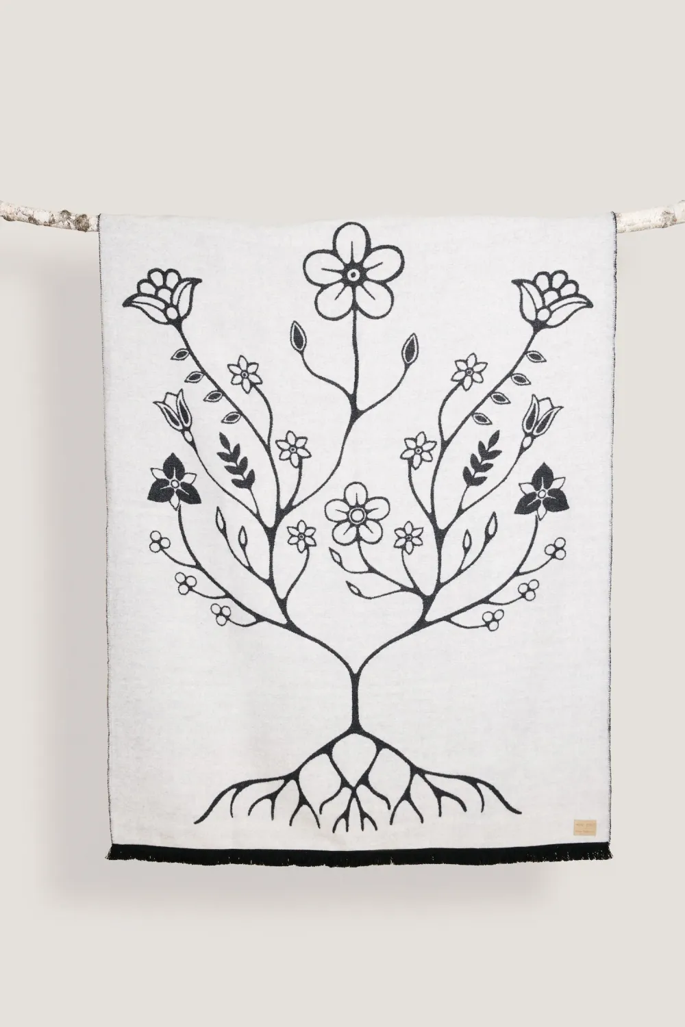 Mini Tipi - Sustainable Indigenous Blanket - Black and White Floral