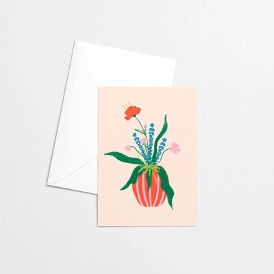 Citron &amp; Miel - Greeting Card - Blue Flowers in Vase