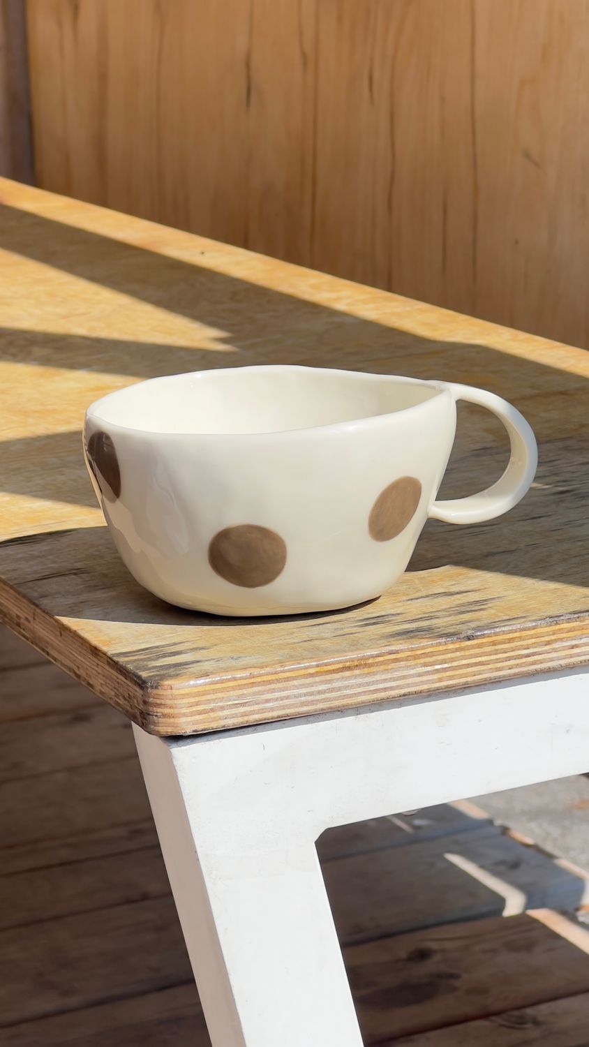 Habitude X Rose Céramique - Everyday Mug, Color: Crème + Pois Kaki