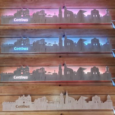 Cottbus Skyline, Wandbild, Stadtsilhouette, Lampe