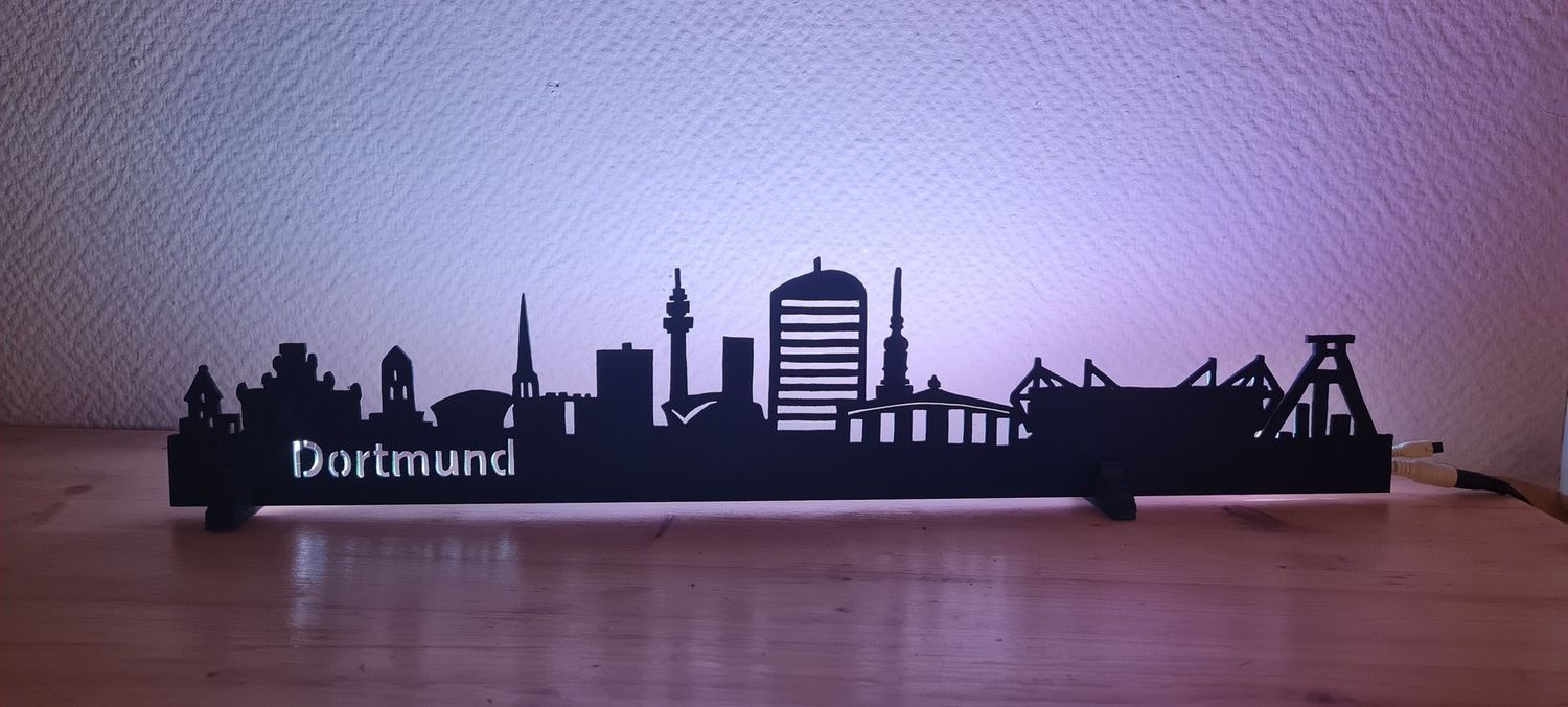 Dortmund Skyline, Wandbild, Stadtsilhouette, Lampe