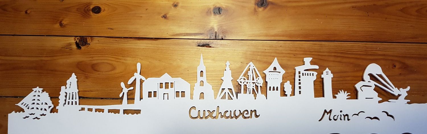 Cuxhaven2 Skyline, Wandbild, Stadtsilhouette, Lampe
