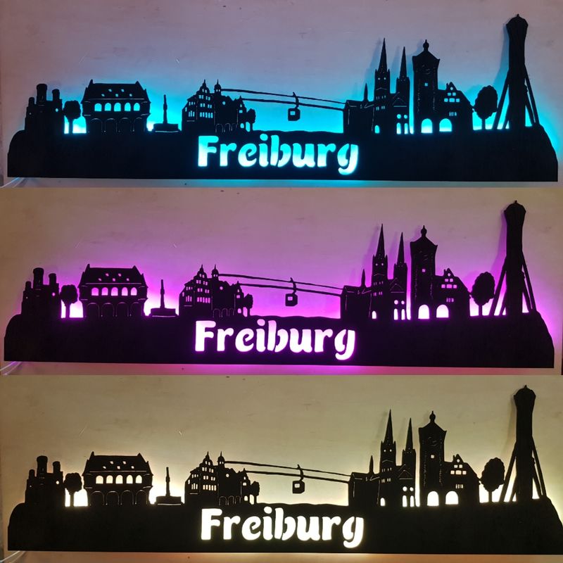 Freiburg Skyline, Wandbild, Stadtsilhouette, Lampe