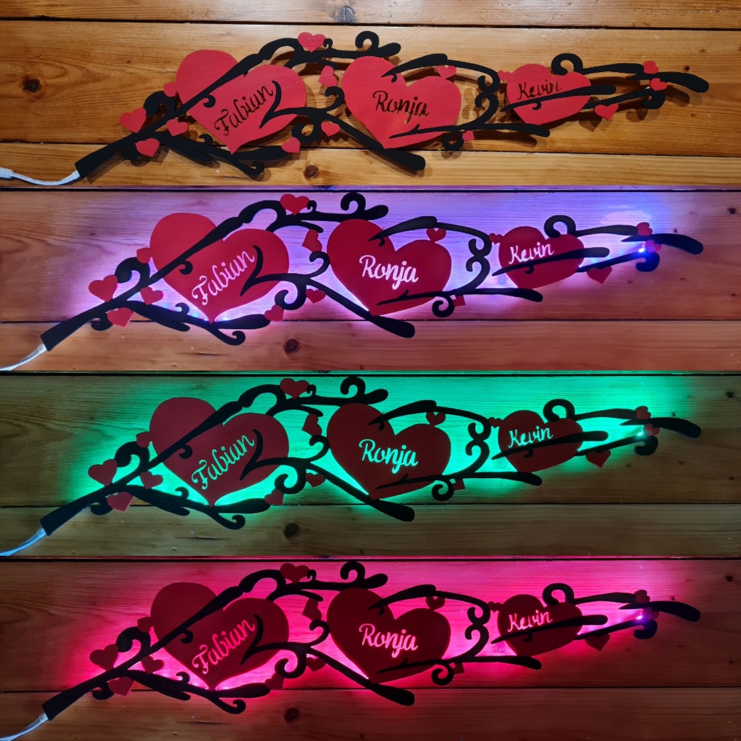 Beleuchtetes Herz Tribal, Personalisierbar, Lichter