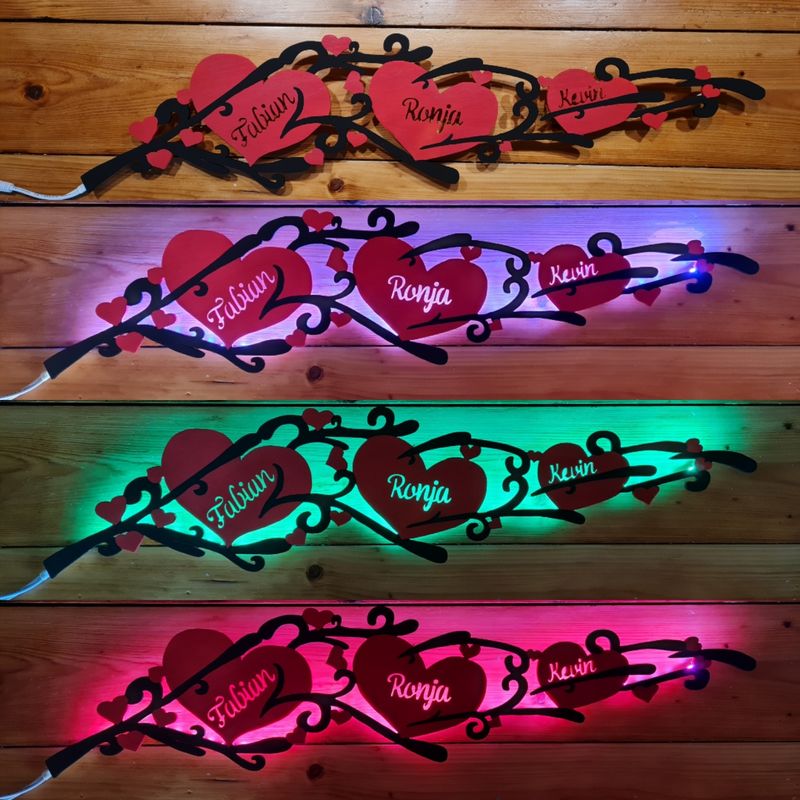 Beleuchtetes Herz Tribal, Personalisierbar, Lichter