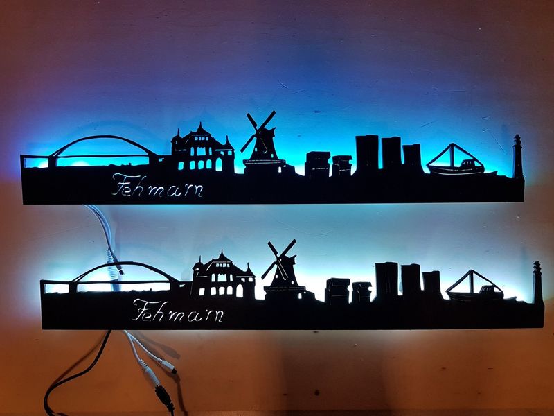 Fehmarn Skyline, Wandbild, Stadtsilhouette, Lampe