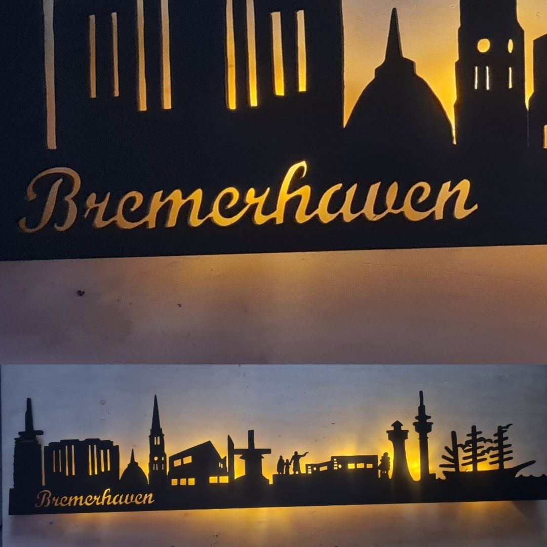 Bremerhaven Skyline, Wandbild, Stadtsilhouette, Lampe