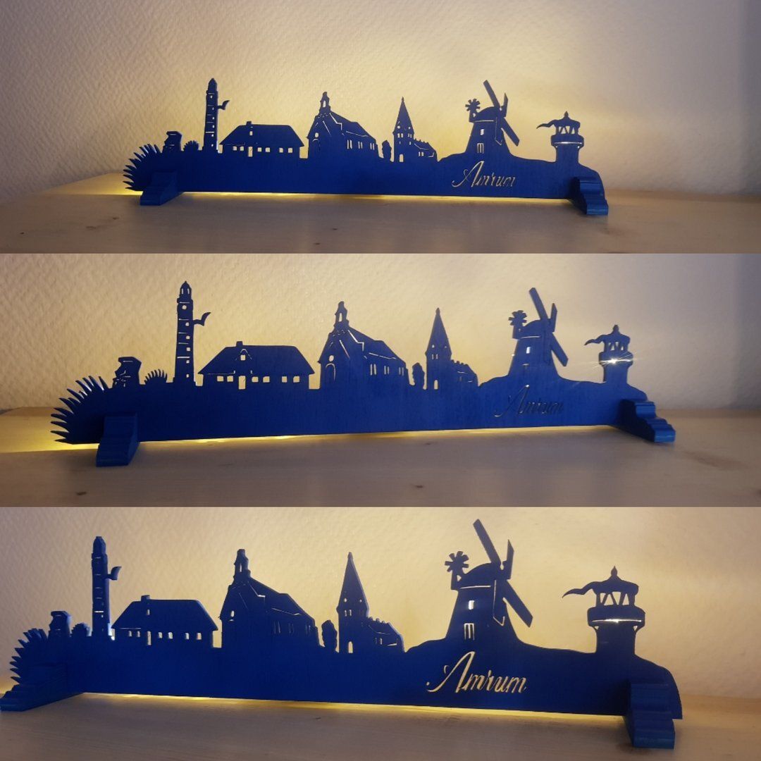 Amrum Skyline, Wandbild, Stadtsilhouette, Lampe