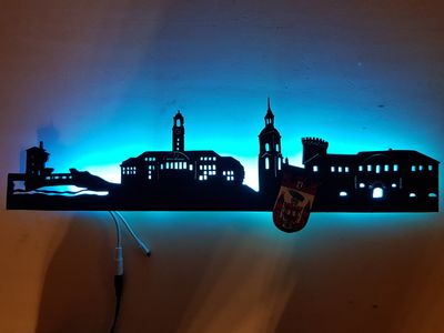 Berlin /Spandau Skyline, Wandbild, Stadtsilhouette, Lampe
