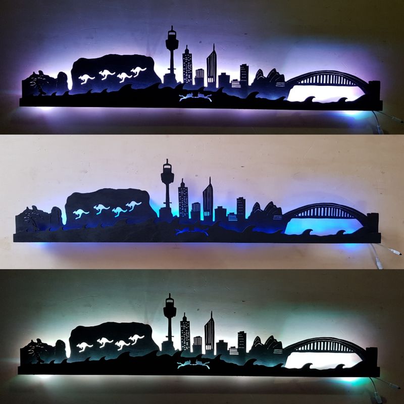 Australien 2 Ebenen Skyline, Wandbild, Stadtsilhouette, Lampe