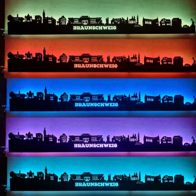 Braunschweig, Wandbild, Stadtsilhouette, Lampe